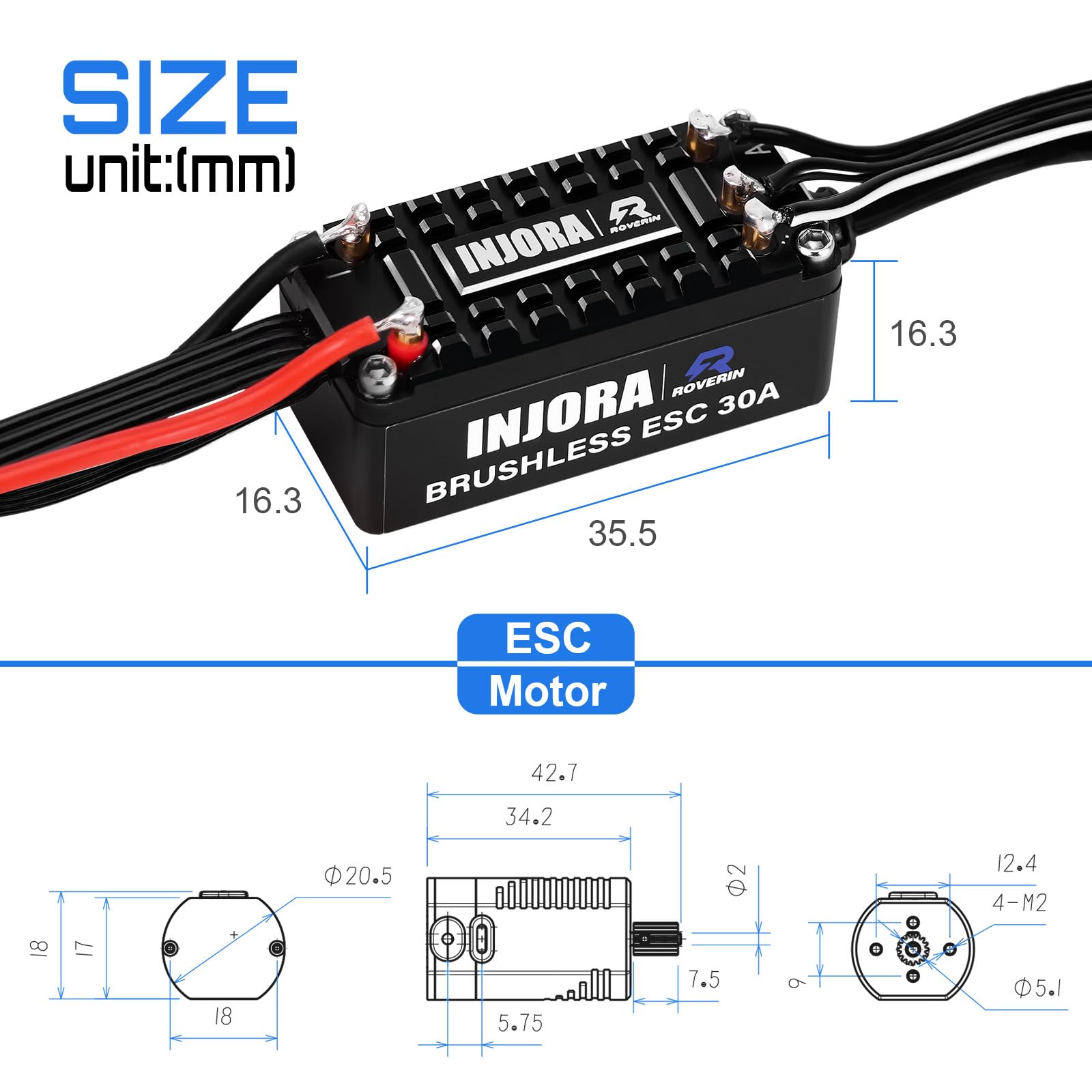 Amazon.com: INJORA Roverin Waterproof FOC Power System